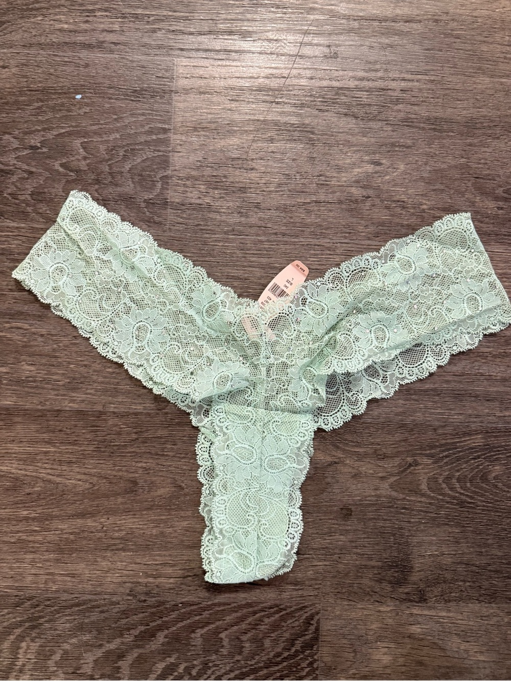 NWT Rhinestone Lace Thong Panty in Mint Green - Women Intimates